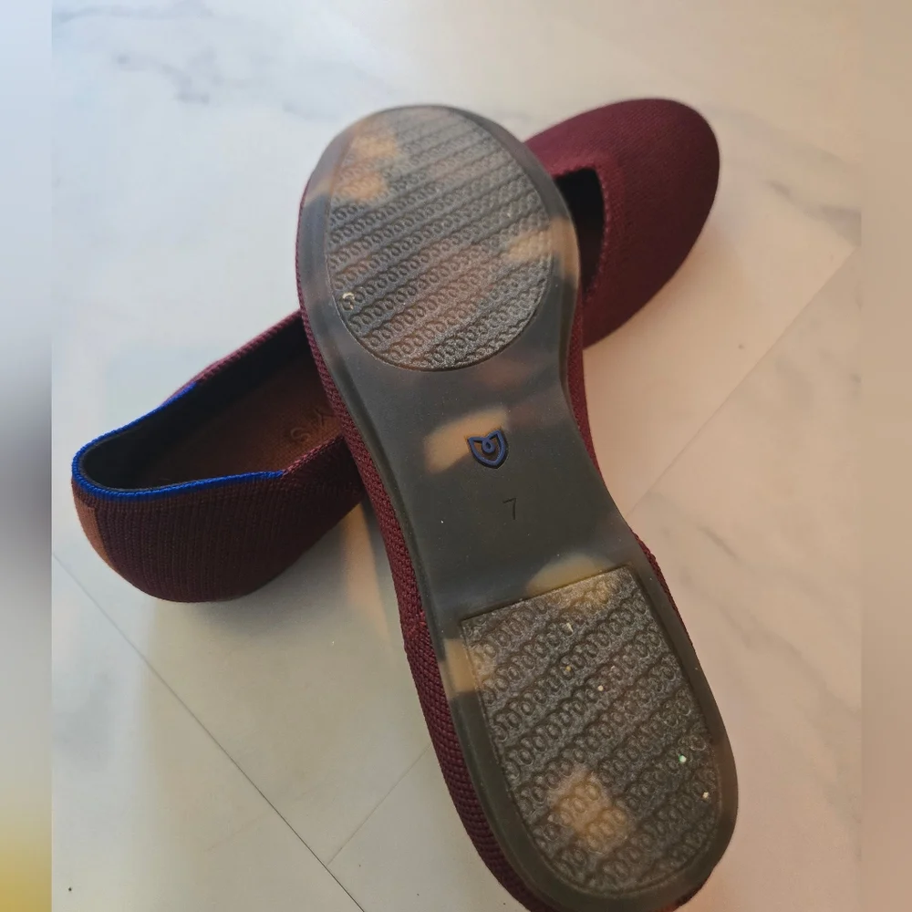 Rothy's Dark Red The Flat Round Toe Size 7 - Picture 4 of 4